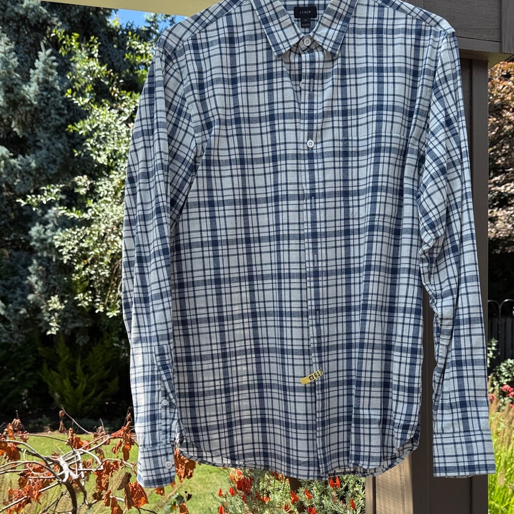 J. Crew Navy and White Plaid Shirt